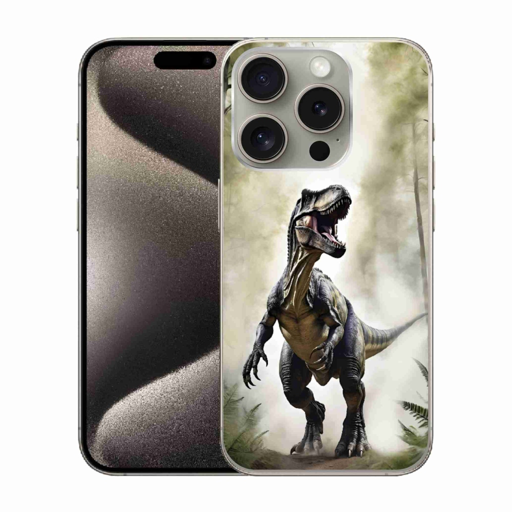Gelový kryt mmCase na iPhone 15 Pro - naštvaný T-Rex