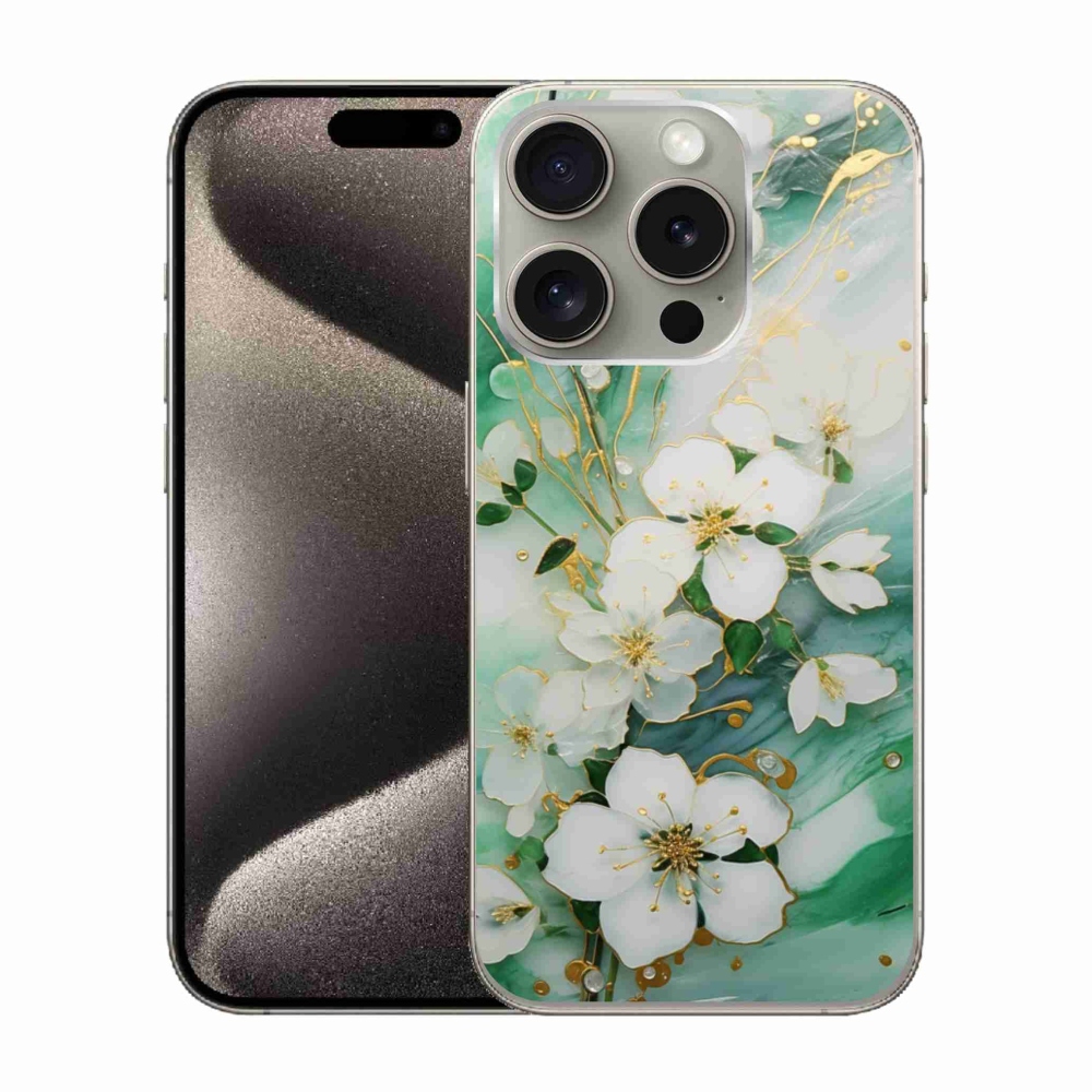 Gelový kryt mmCase na iPhone 15 Pro - něžné květy