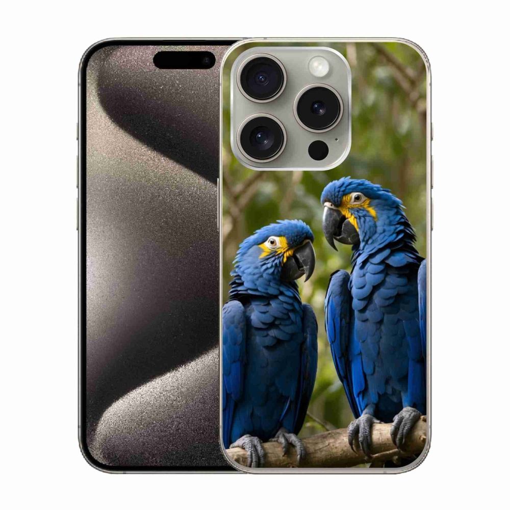 Gelový kryt mmCase na iPhone 15 Pro - papouščí duo