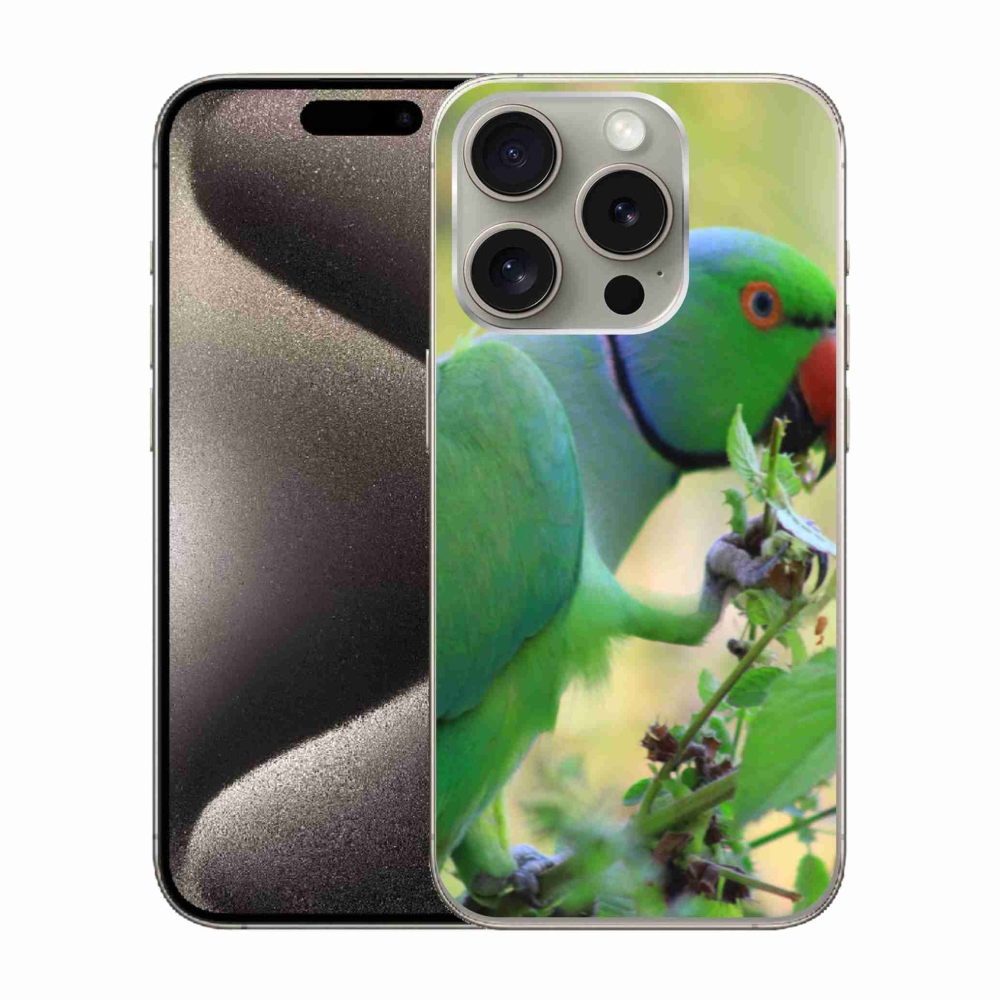 Gelový kryt mmCase na iPhone 15 Pro - papoušek alexandr