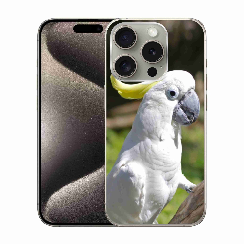 Gelový kryt mmCase na iPhone 15 Pro - papoušek kakadu 2