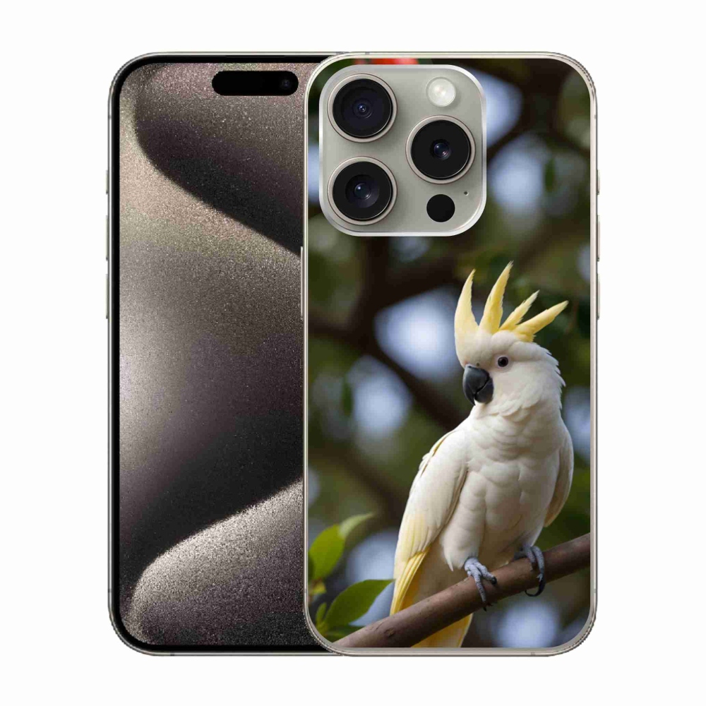Gelový kryt mmCase na iPhone 15 Pro - papoušek kakadu 3