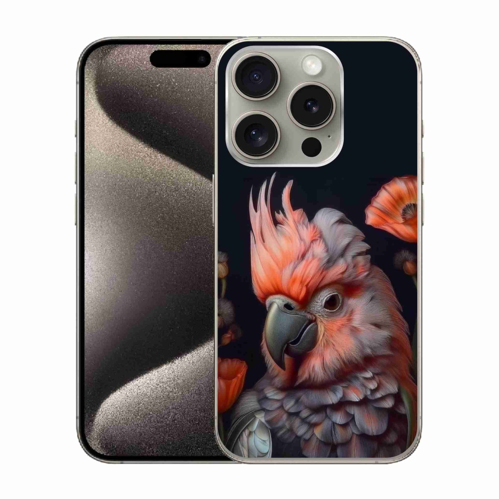 Gelový kryt mmCase na iPhone 15 Pro - papoušek kakadu v barvách