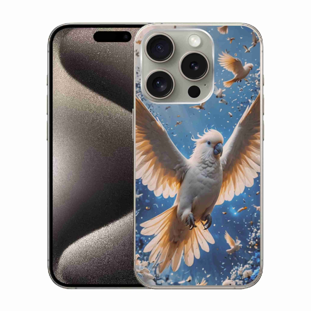 Gelový kryt mmCase na iPhone 15 Pro - papoušek kakadu