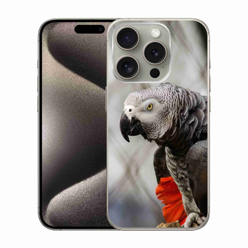 Gelový kryt mmCase na iPhone 15 Pro - papoušek žako 3