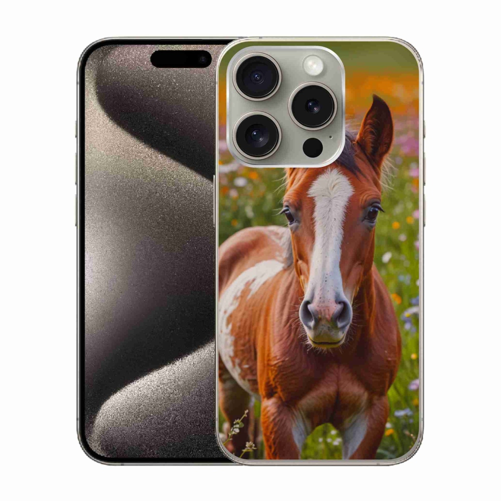 Gelový kryt mmCase na iPhone 15 Pro - roztomilé hříbě