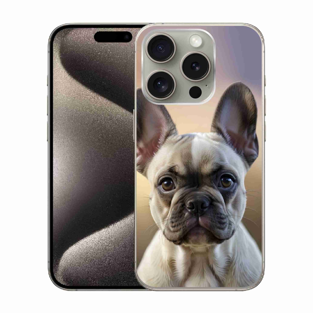 Gelový kryt mmCase na iPhone 15 Pro - roztomilý francouzský buldoček