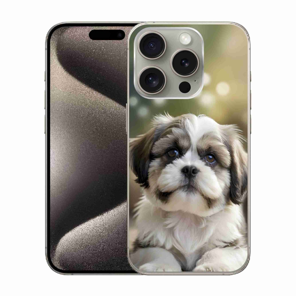 Gelový kryt mmCase na iPhone 15 Pro - roztomilý shih-tzu