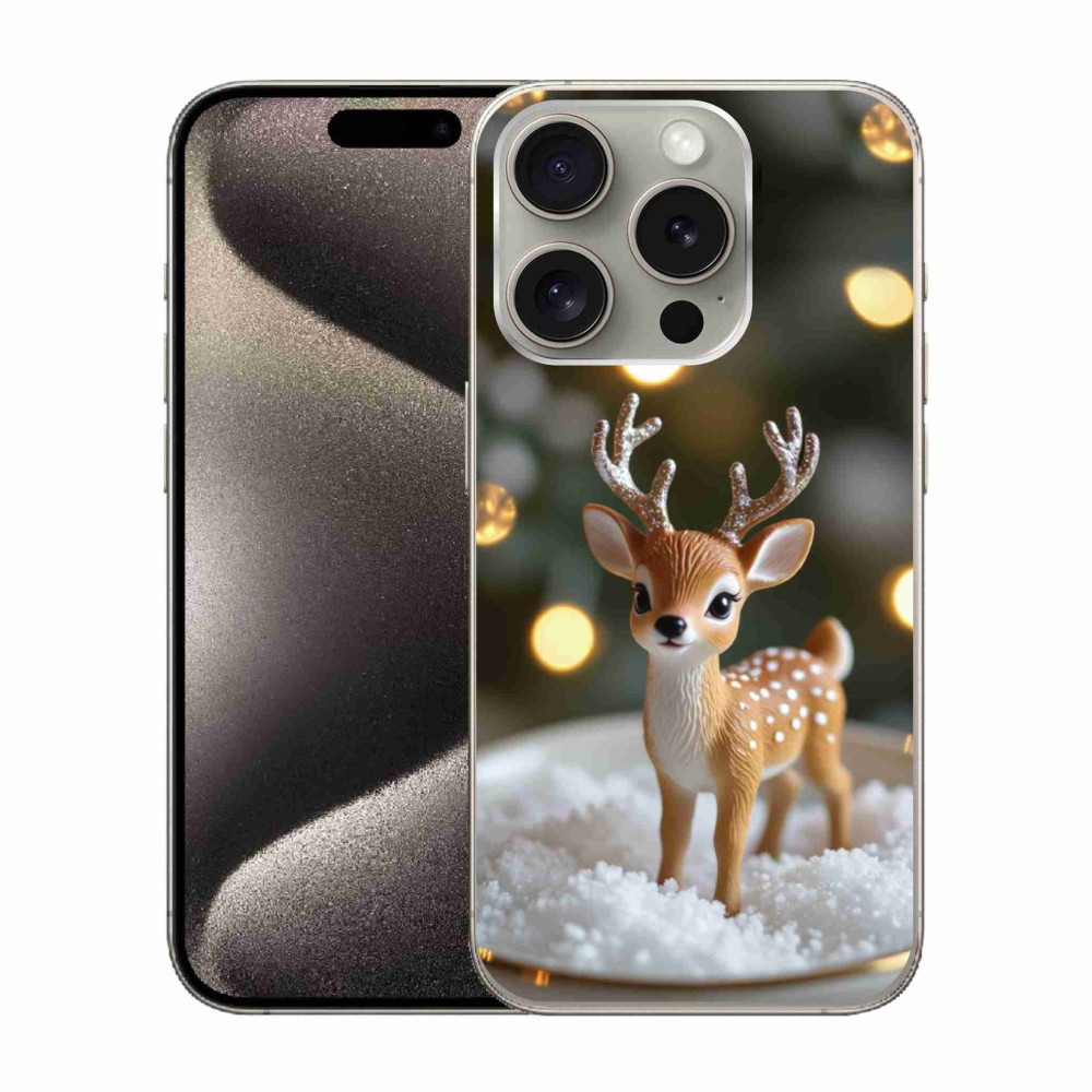 Gelový kryt mmCase na iPhone 15 Pro - roztomilý vánoční jelen