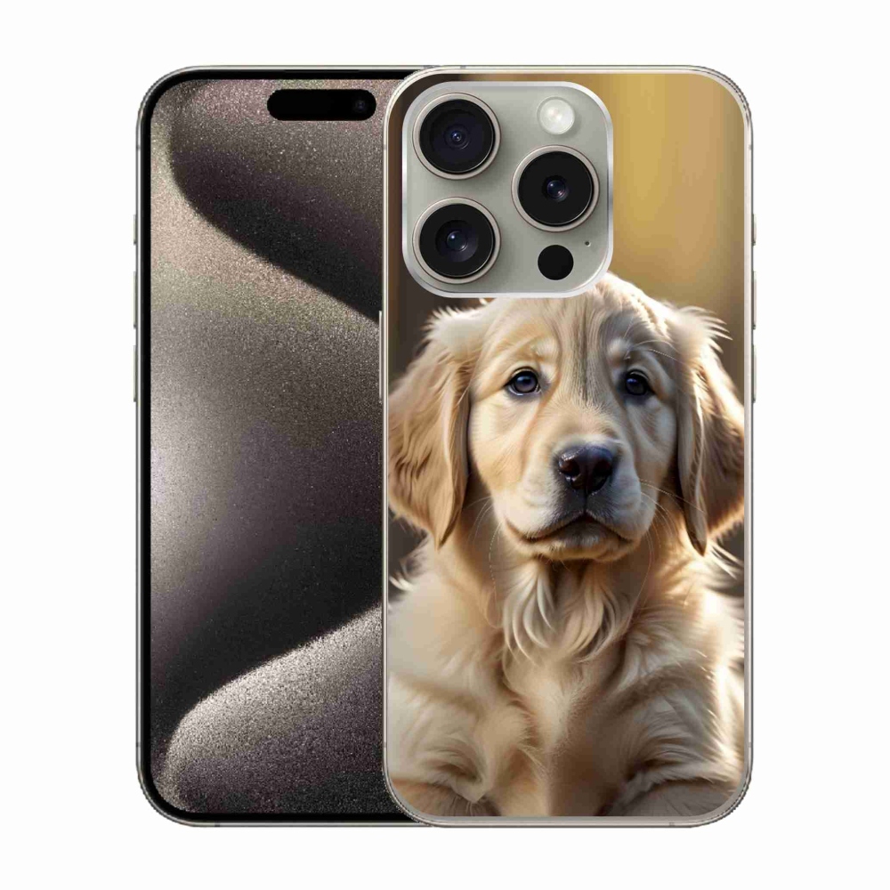 Gelový kryt mmCase na iPhone 15 Pro - roztomilý zlatý retrívr