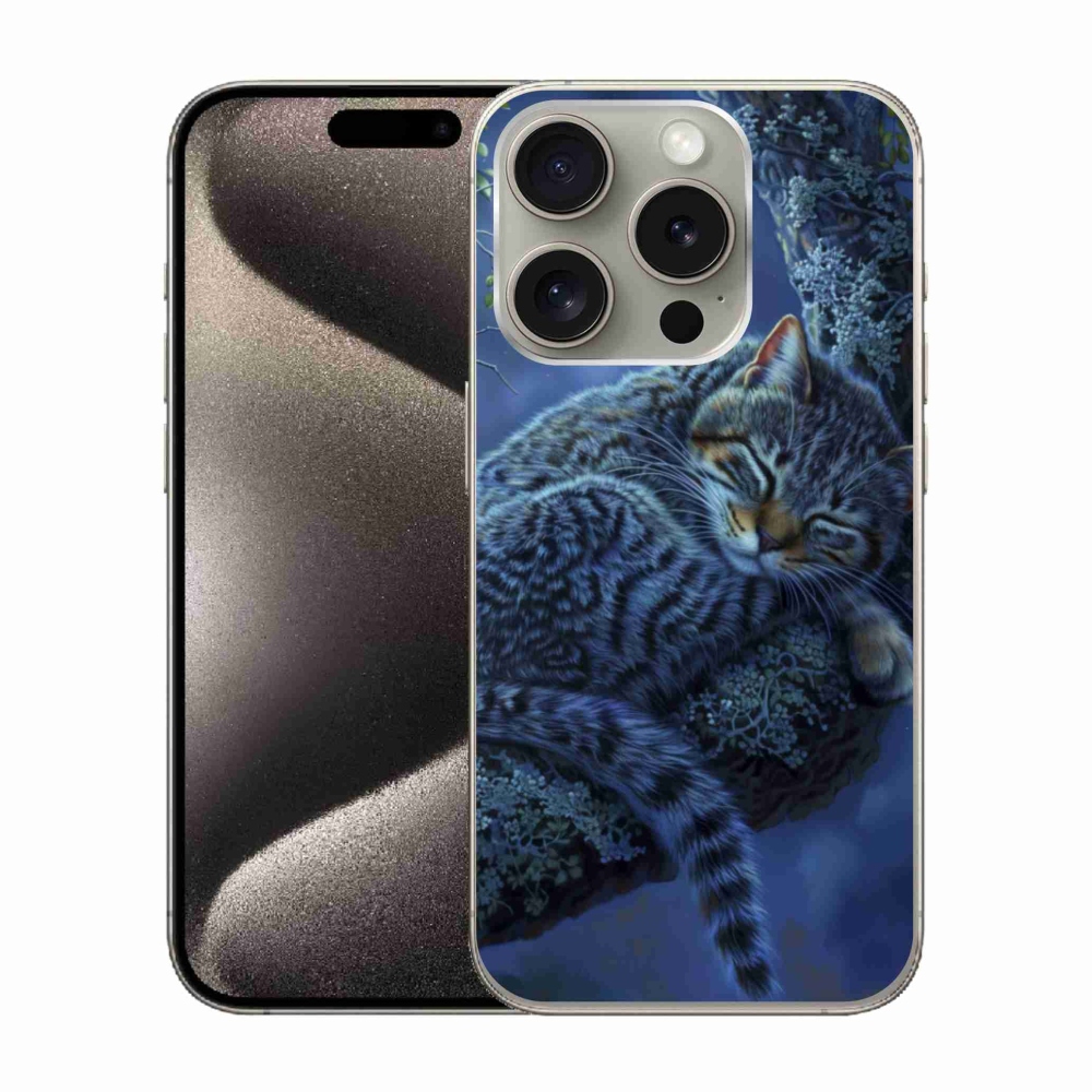 Gelový kryt mmCase na iPhone 15 Pro - spící kočka