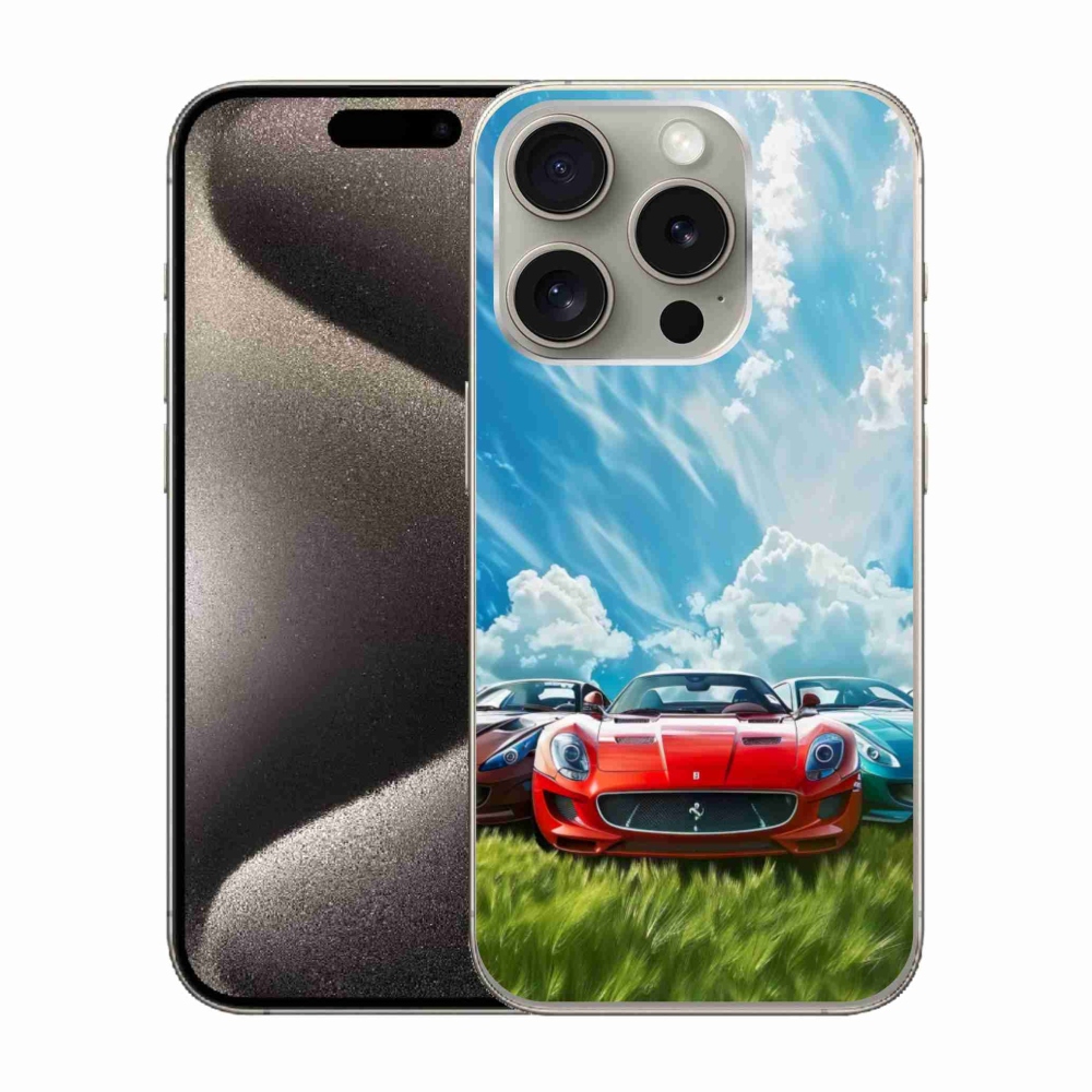Gelový kryt mmCase na iPhone 15 Pro - sportovní vozy