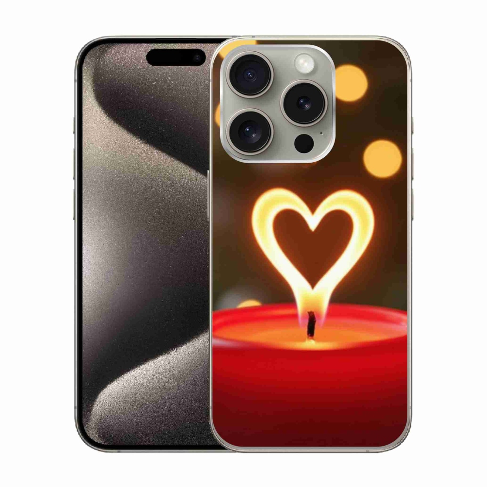 Gelový kryt mmCase na iPhone 15 Pro - srdce z plamene