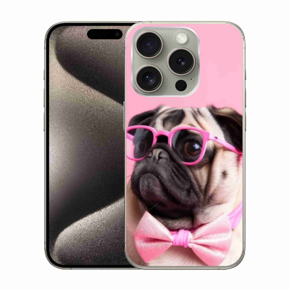 Gelový kryt mmCase na iPhone 15 Pro - stylový mops
