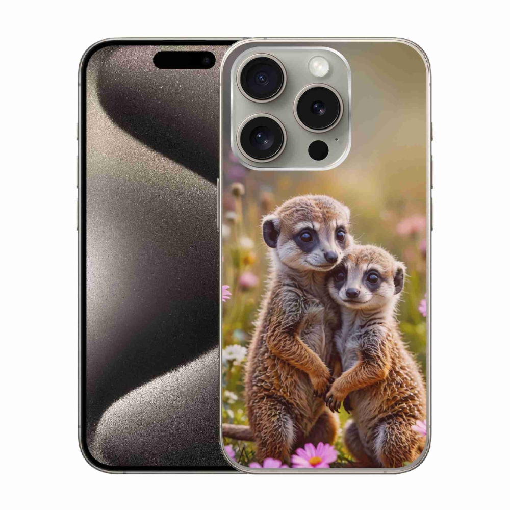 Gelový kryt mmCase na iPhone 15 Pro - surikatí duo