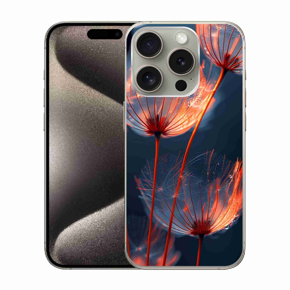 Gelový kryt mmCase na iPhone 15 Pro - světélkující chmýří