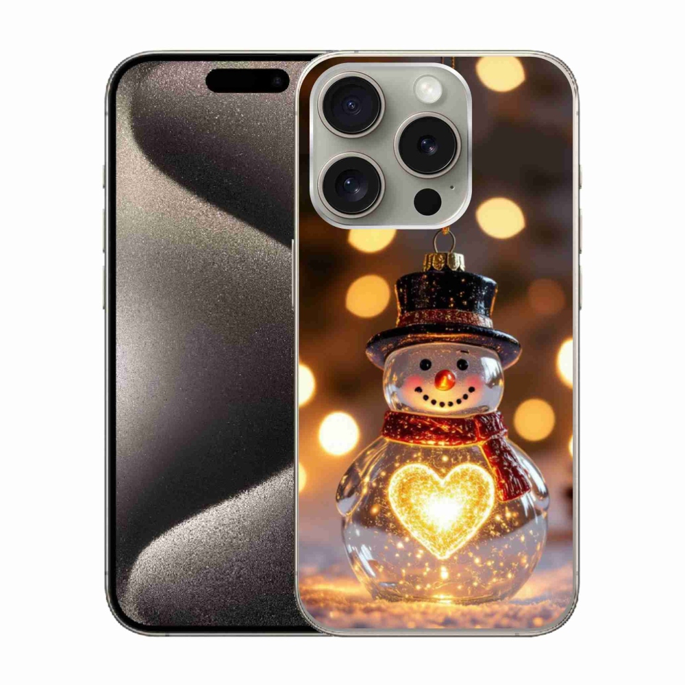 Gelový kryt mmCase na iPhone 15 Pro - svítící vánoční sněhulák
