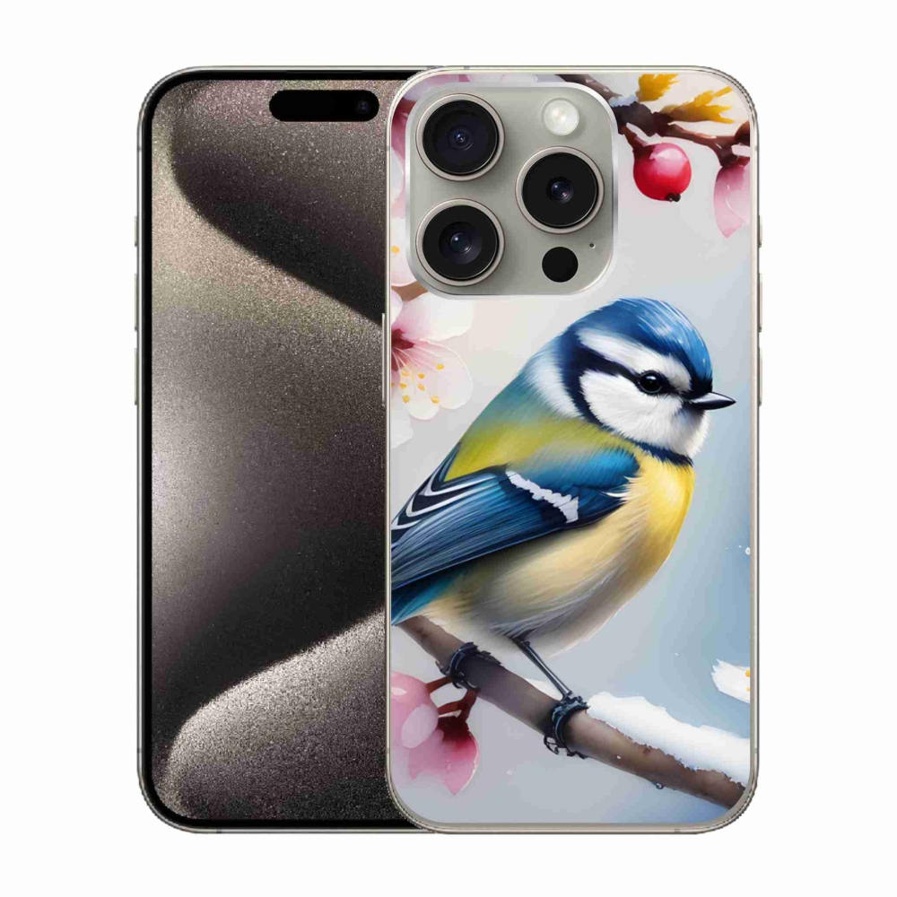 Gelový kryt mmCase na iPhone 15 Pro - sýkorka