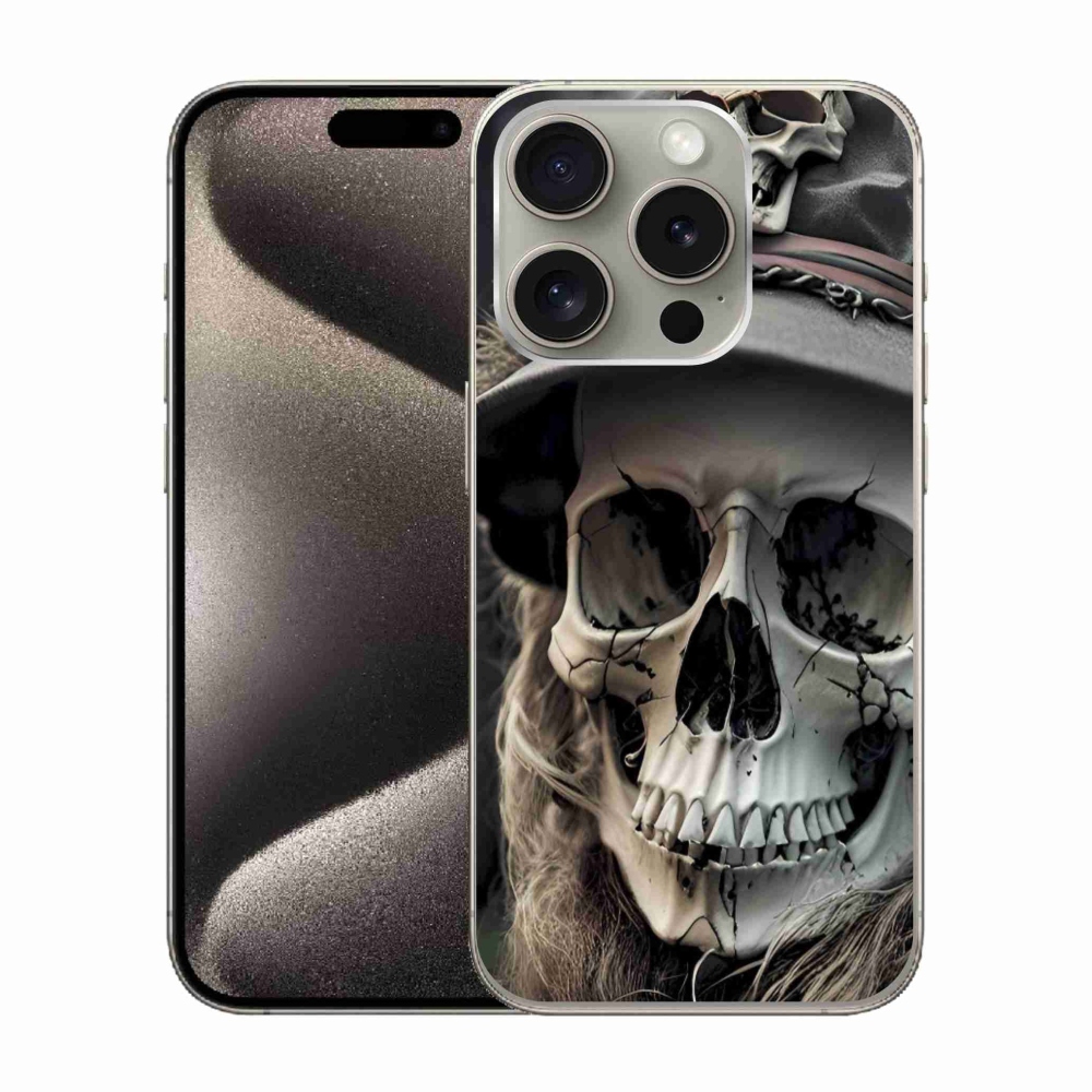 Gelový kryt mmCase na iPhone 15 Pro - temná lebka