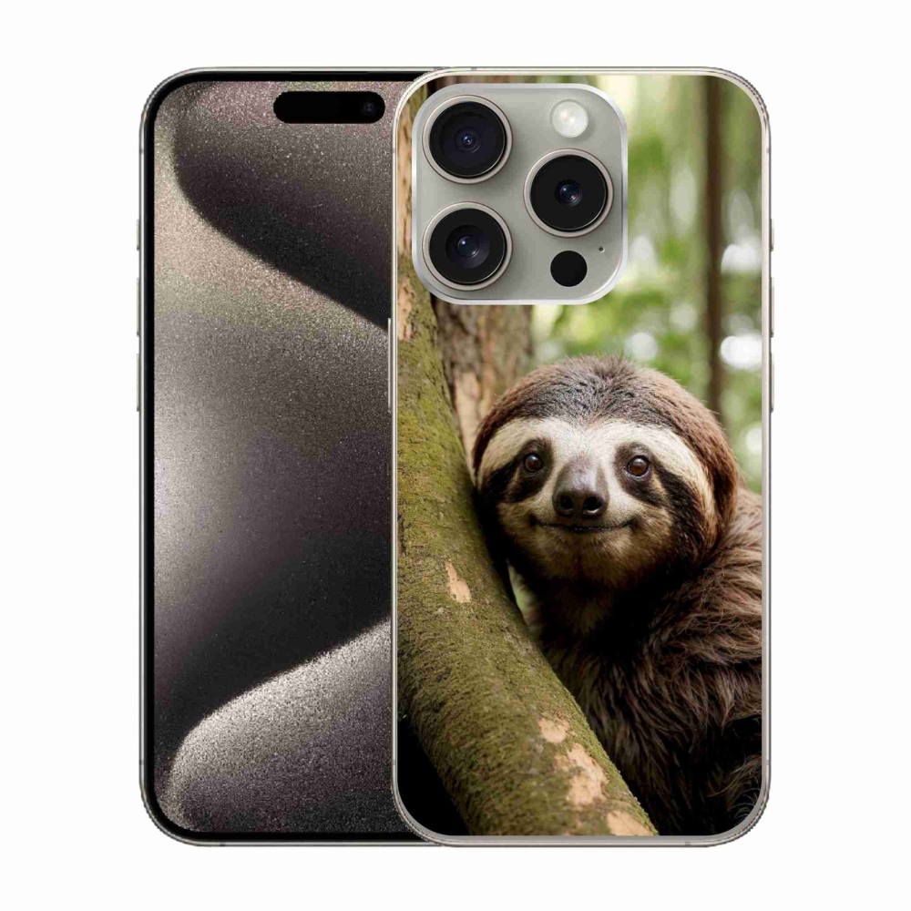 Gelový kryt mmCase na iPhone 15 Pro - usměvavý lenochod