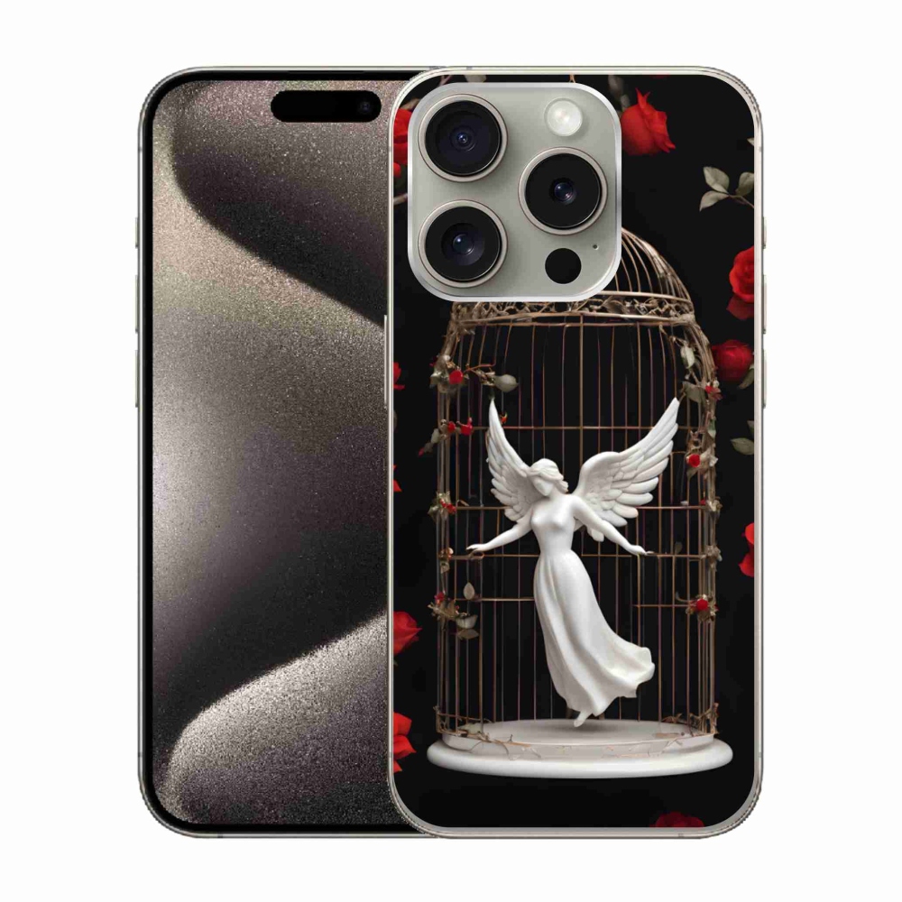 Gelový kryt mmCase na iPhone 15 Pro - uvězněný anděl