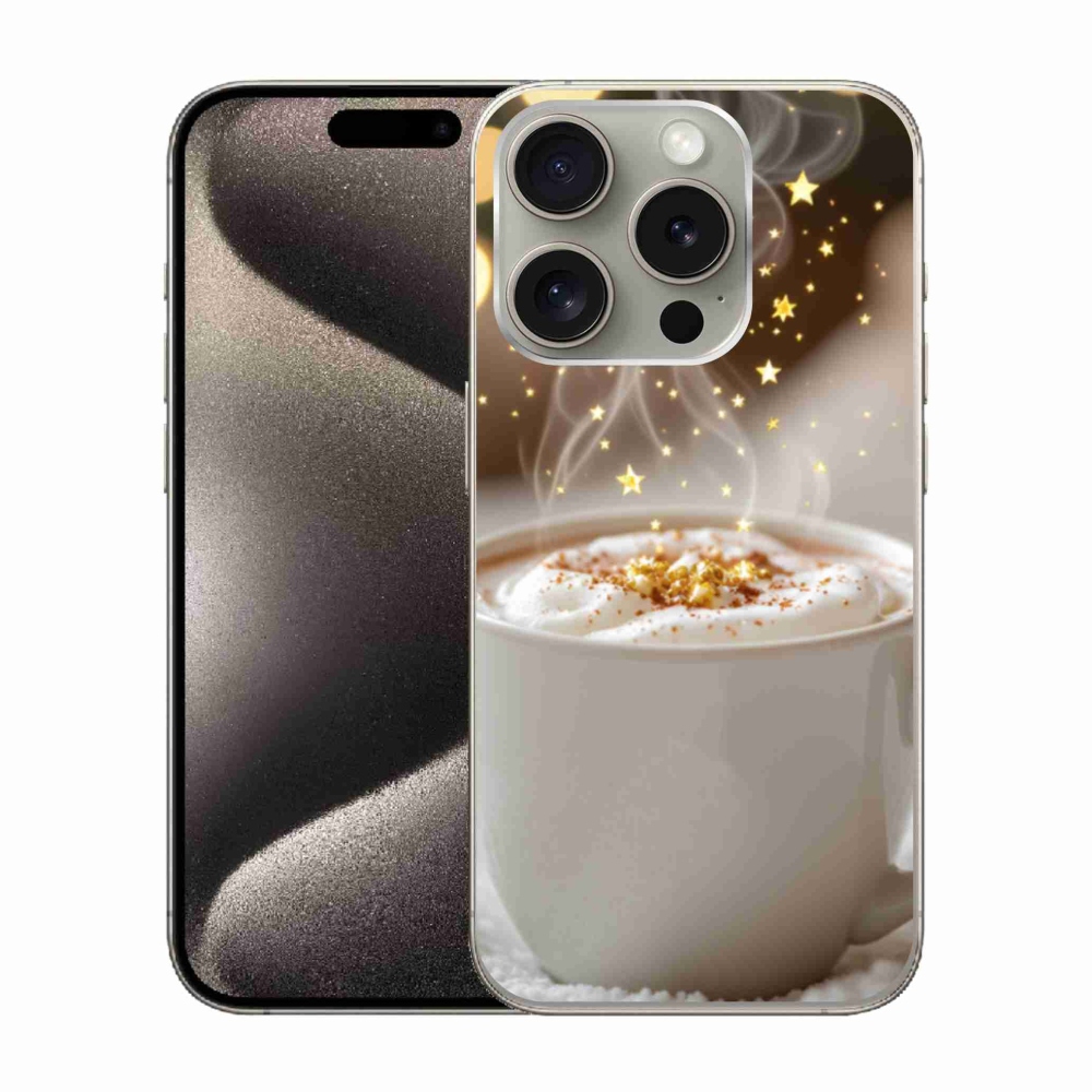 Gelový kryt mmCase na iPhone 15 Pro - vánoční horký nápoj
