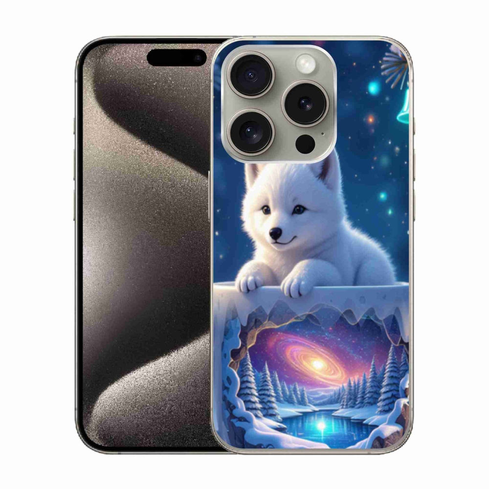 Gelový kryt mmCase na iPhone 15 Pro - vánoční štěně