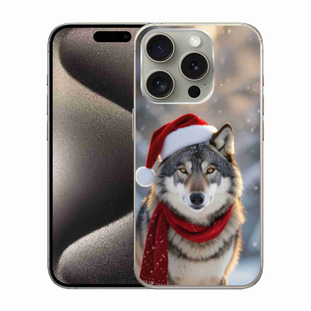 Gelový kryt mmCase na iPhone 15 Pro - vánoční vlk