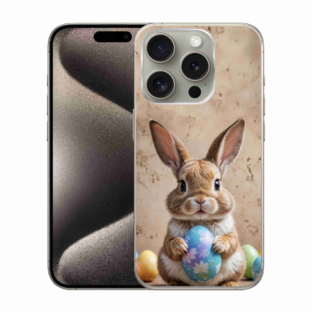 Gelový kryt mmCase na iPhone 15 Pro - velikonoční králíček