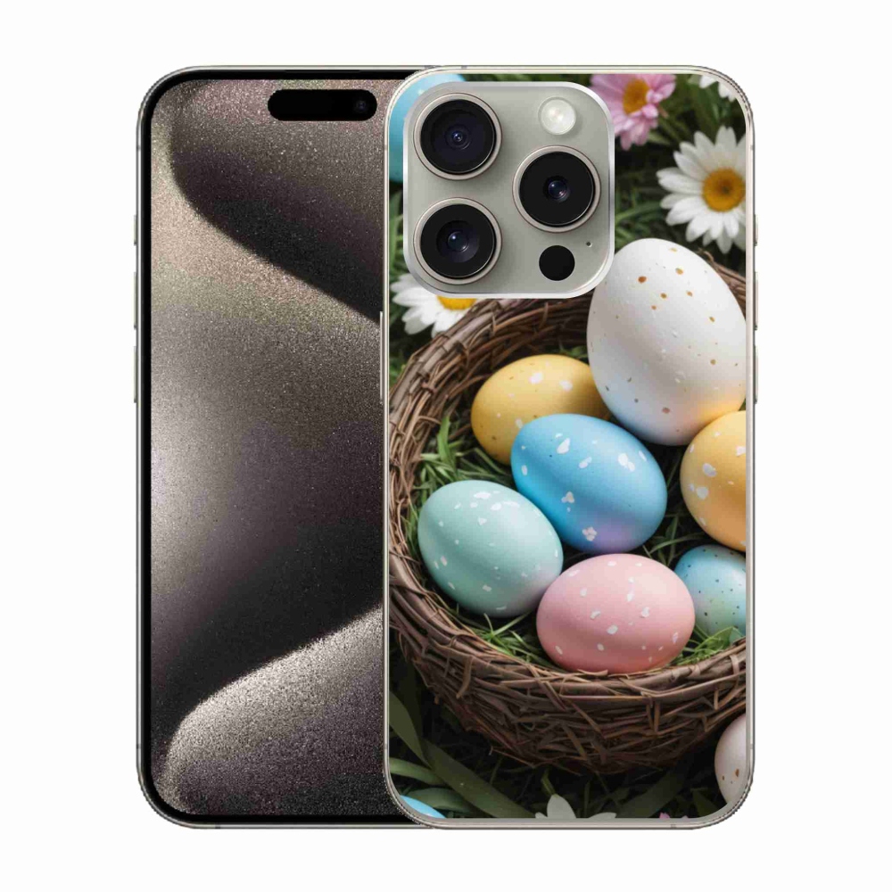 Gelový kryt mmCase na iPhone 15 Pro - velikonoční vajíčka 2