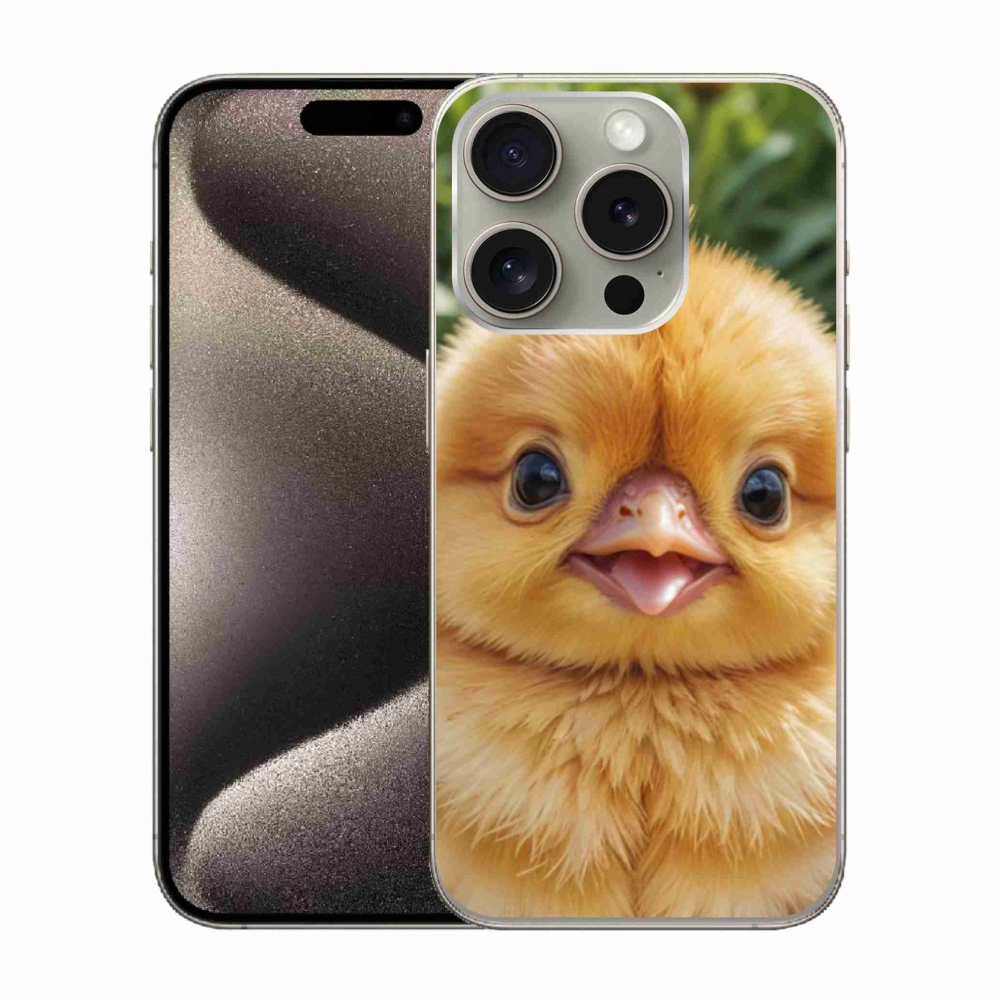 Gelový kryt mmCase na iPhone 15 Pro - veselé kuřátko