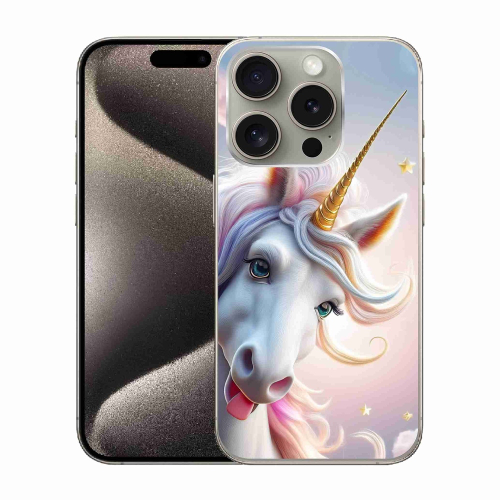 Gelový kryt mmCase na iPhone 15 Pro - veselý jednorožec