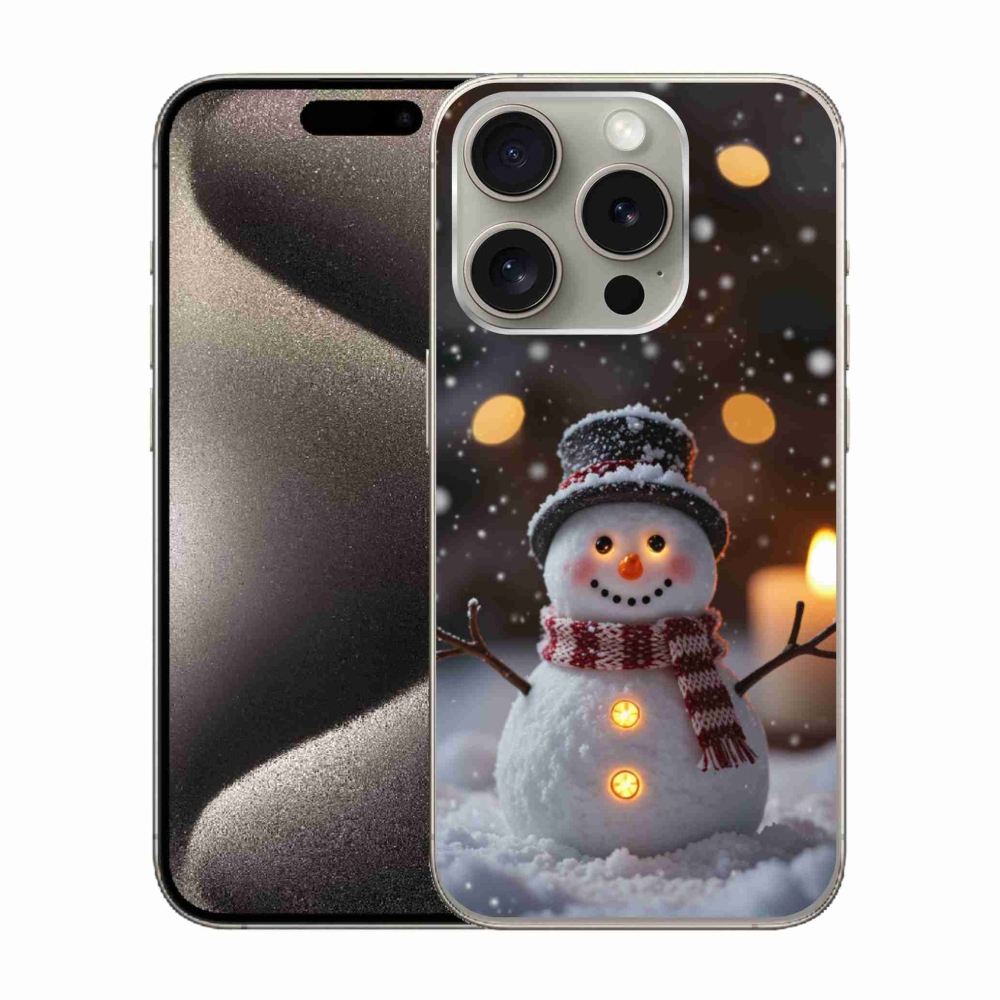 Gelový kryt mmCase na iPhone 15 Pro - veselý sněhulák