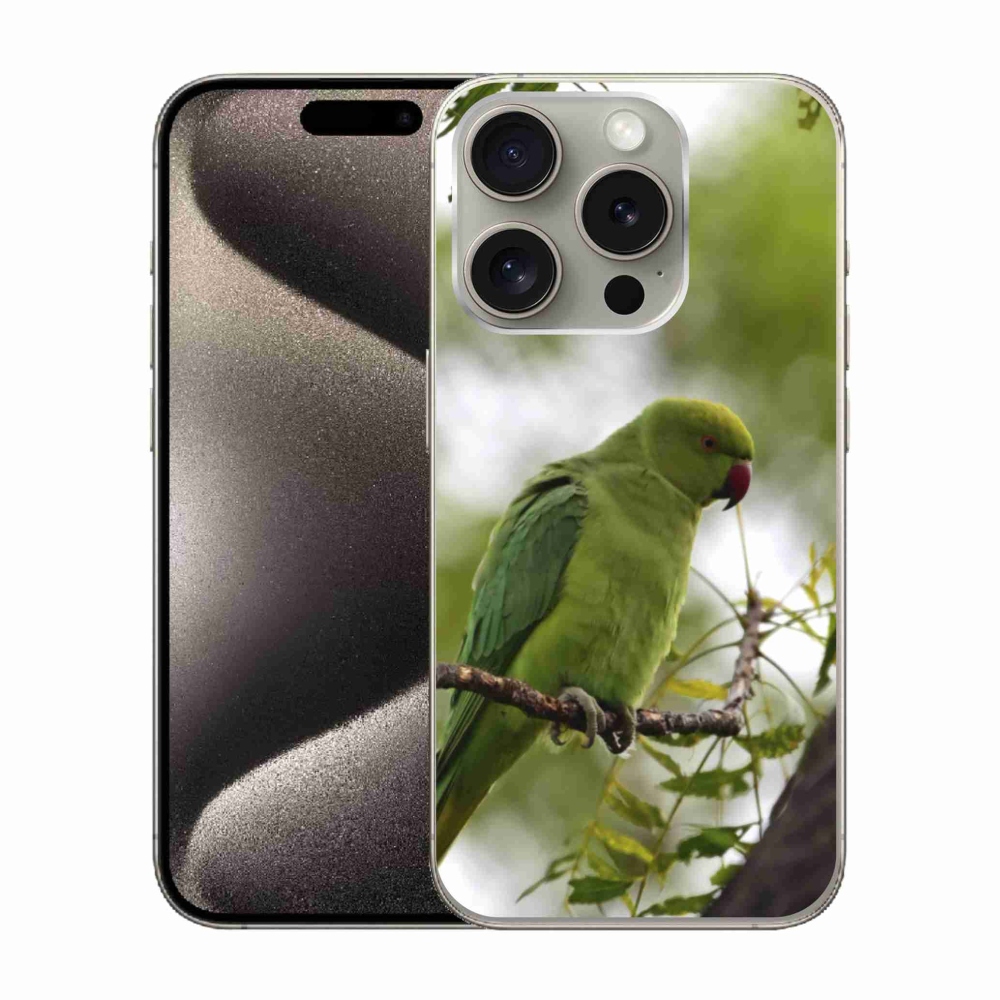 Gelový kryt mmCase na iPhone 15 Pro - zelený papoušek