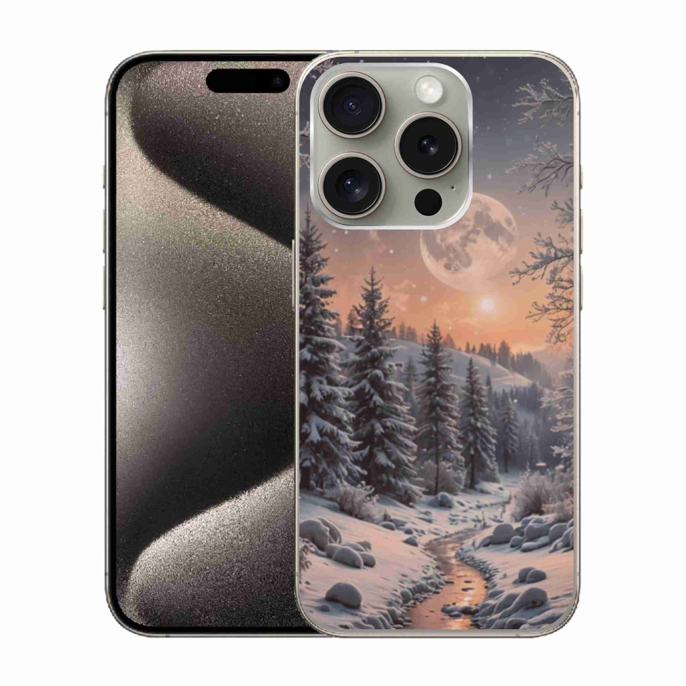 Gelový kryt mmCase na iPhone 15 Pro - zimní krajina 2