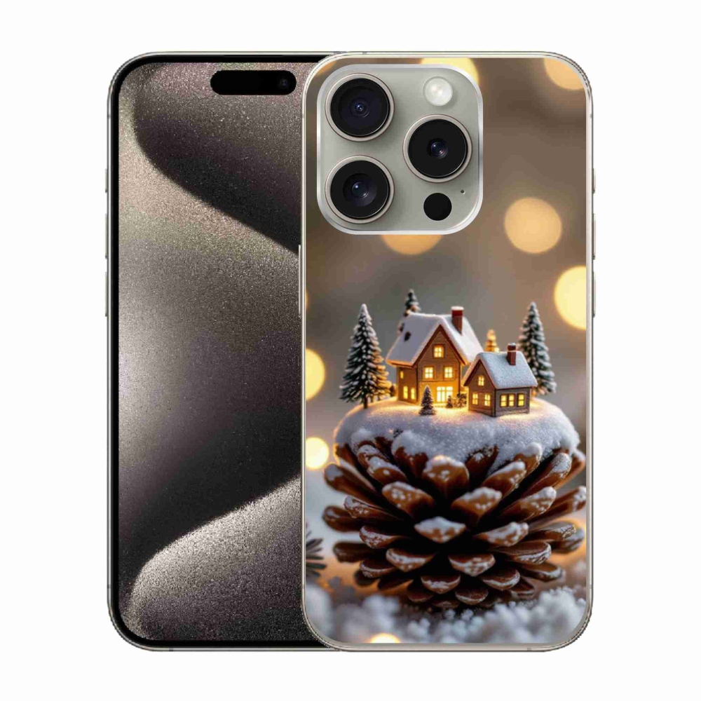 Gelový kryt mmCase na iPhone 15 Pro - zimní vesnička