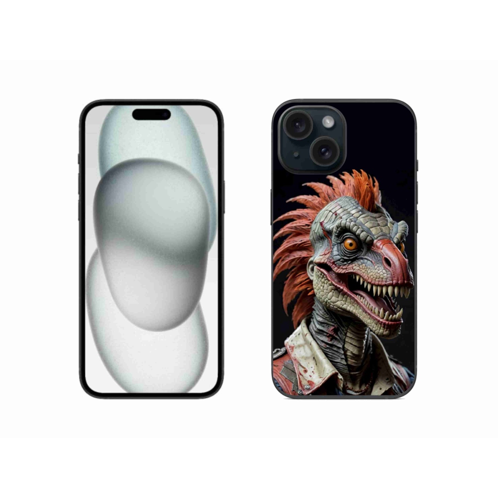 Gelový kryt mmCase na iPhone 15 - punk dinosaurus