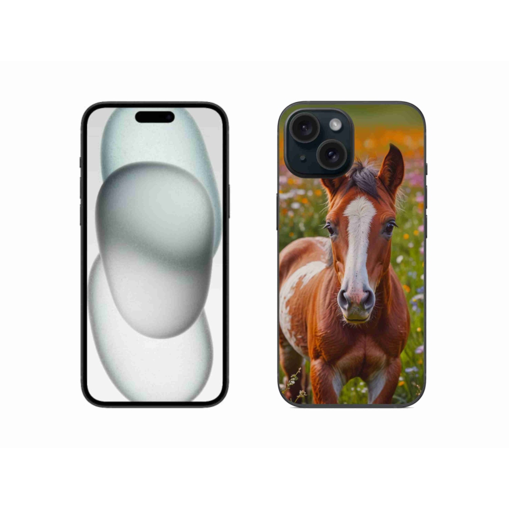 Gelový kryt mmCase na iPhone 15 - roztomilé hříbě