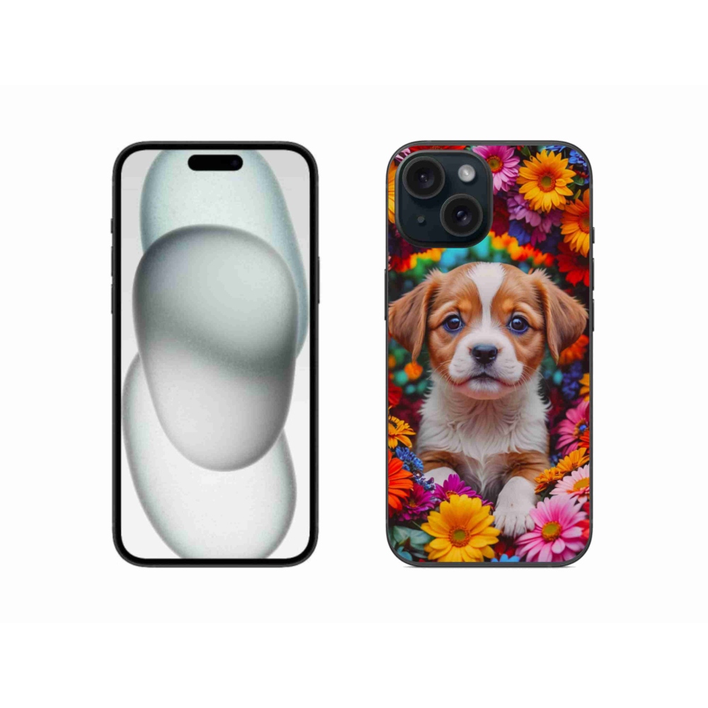 Gelový kryt mmCase na iPhone 15 - roztomilé štěně