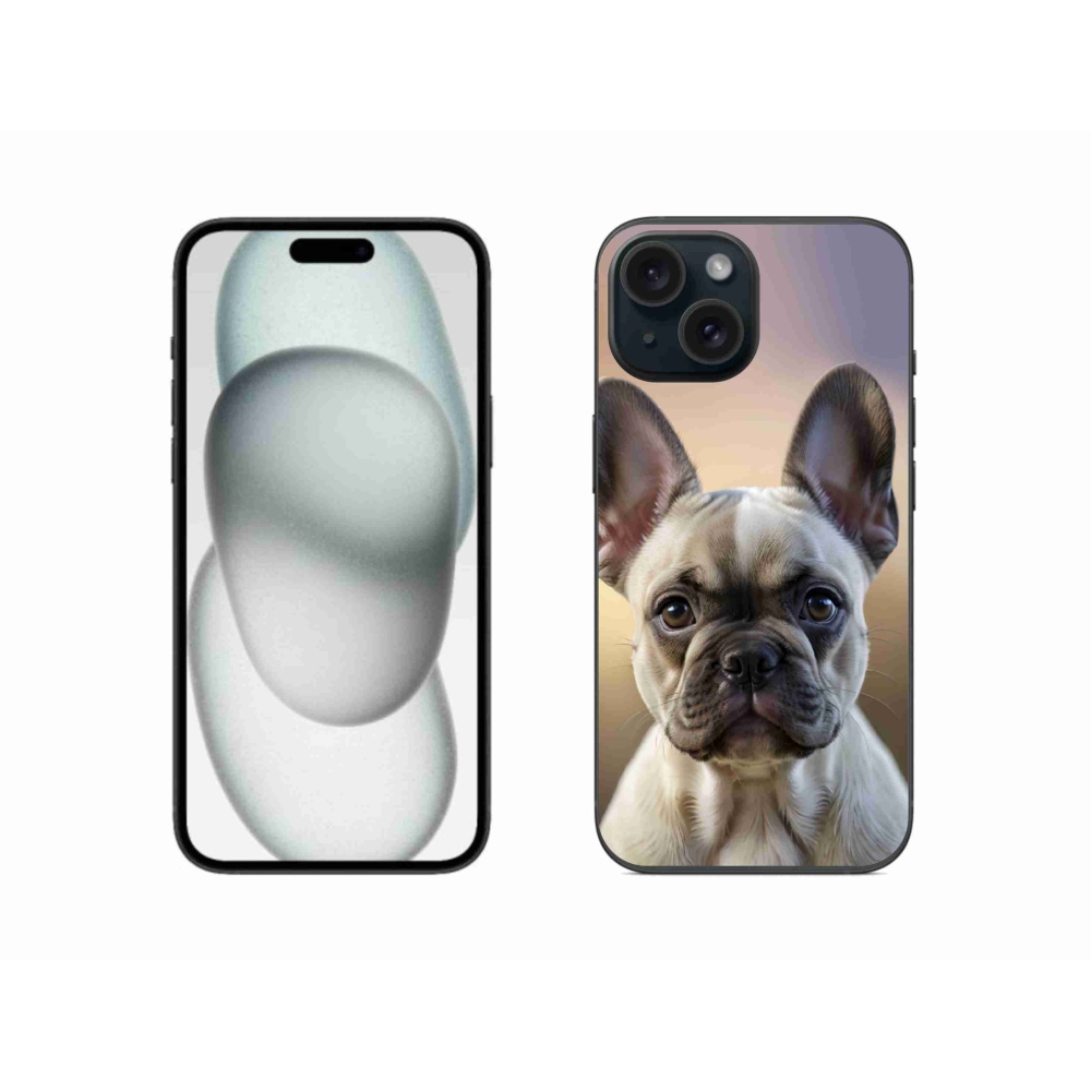 Gelový kryt mmCase na iPhone 15 - roztomilý francouzský buldoček