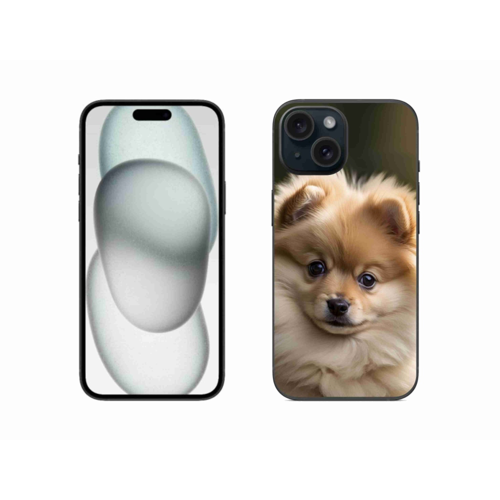 Gelový kryt mmCase na iPhone 15 - roztomilý pomeranian 2