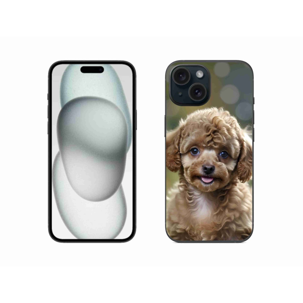Gelový kryt mmCase na iPhone 15 - roztomilý pudl