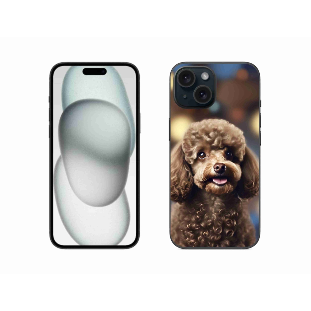 Gelový kryt mmCase na iPhone 15 - roztomilý pudl