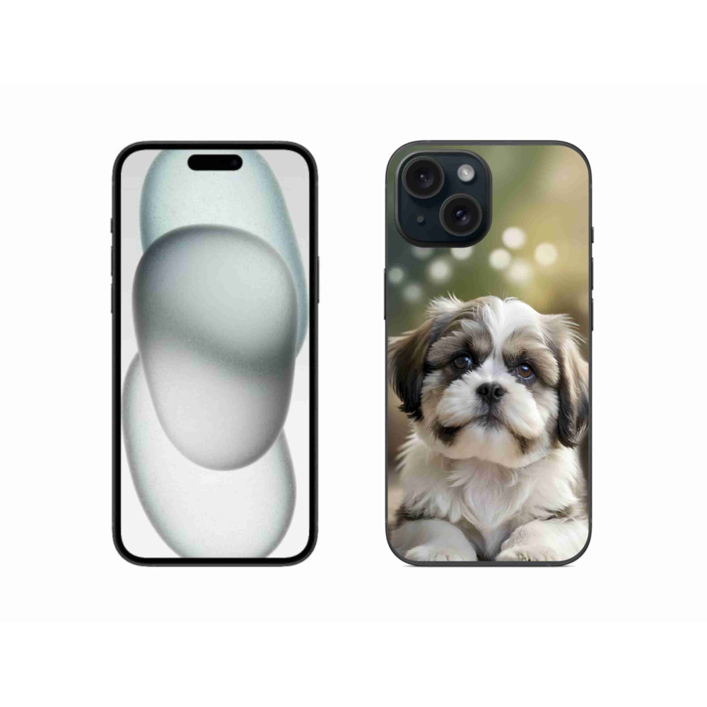 Gelový kryt mmCase na iPhone 15 - roztomilý shih-tzu