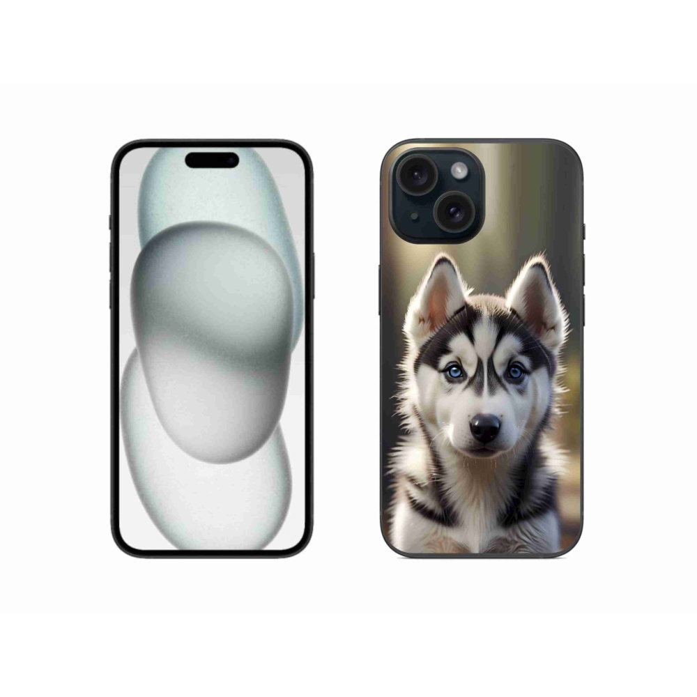 Gelový kryt mmCase na iPhone 15 - roztomilý sibiřský husky