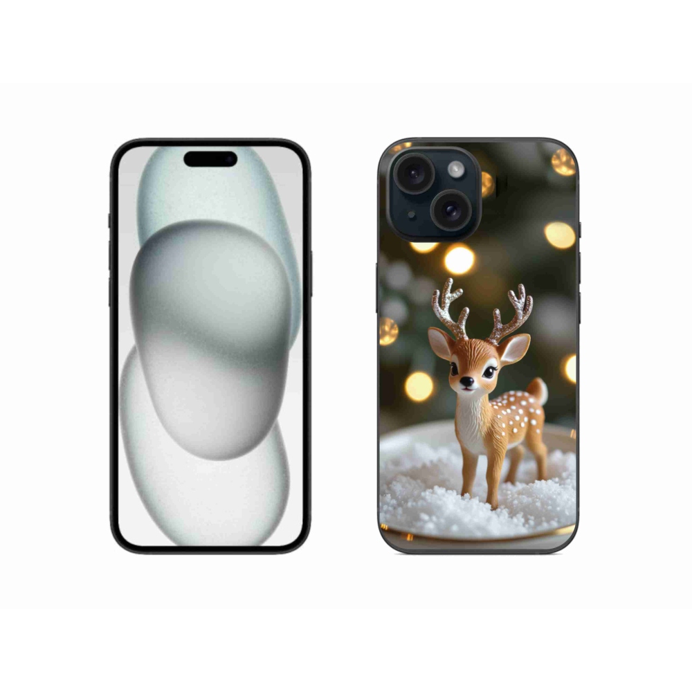 Gelový kryt mmCase na iPhone 15 - roztomilý vánoční jelen