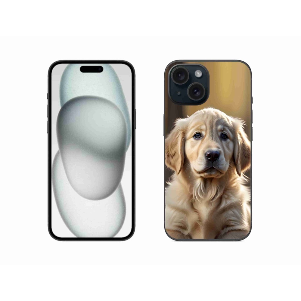 Gelový kryt mmCase na iPhone 15 - roztomilý zlatý retrívr