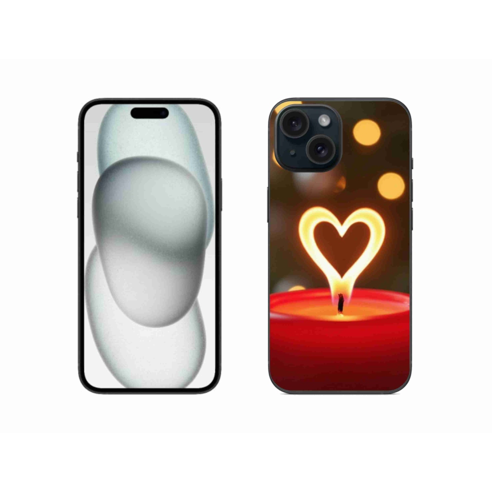 Gelový kryt mmCase na iPhone 15 - srdce z plamene