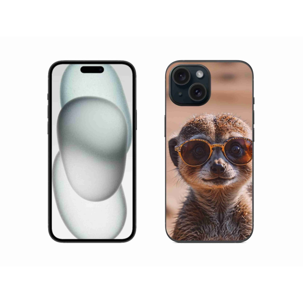 Gelový kryt mmCase na iPhone 15 - stylová surikata