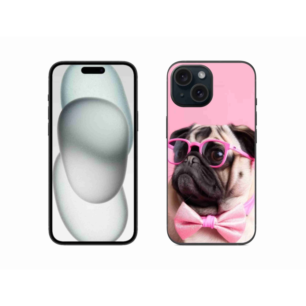 Gelový kryt mmCase na iPhone 15 - stylový mops